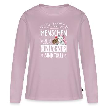 ich hasse Menschen - Frauen Premium Bio Langarmshirt - Altrosa - Vorne - Julia (174cm)