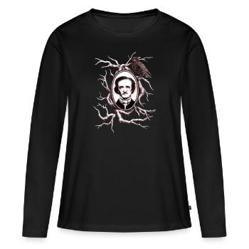 Edgar Allan Poe - Corbeau dans l’arbre - T-shirt manches longues Premium bio Femme - noir - Devant - Julia (174cm)