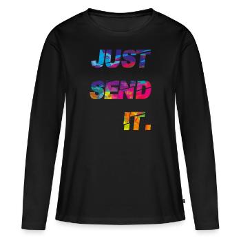 Send It , Hangloose Skater Just send it - Frauen Premium Bio Langarmshirt - Schwarz - Vorne - Julia (174cm)
