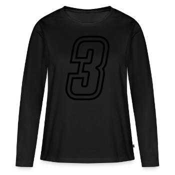 3 Numéro de numéro - T-shirt manches longues Premium bio Femme - noir - Devant - Julia (174cm)