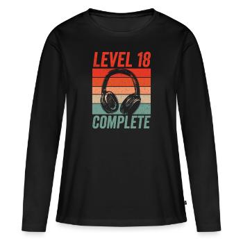 Level 18 Complete 18th Birthday Gamer Gaming - Women's Premium Organic Long Sleeve Shirt - black - Front - Julia (174cm)