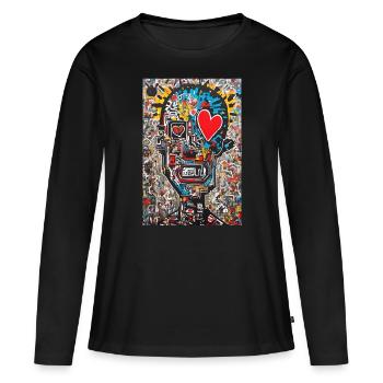 "Amour Urbain" - T-shirt manches longues Premium bio Femme - noir - Devant - Julia (174cm)