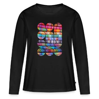 Bright Knitted Patchwork - Women's Premium Organic Long Sleeve Shirt - black - Front - Julia (174cm)