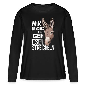 Esel Eselchen Maultier Muli - Frauen Premium Bio Langarmshirt - Schwarz - Vorne - Julia (174cm)