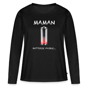 Tu Connais Une maman Fatiguée ? - T-shirt manches longues Premium bio Femme - noir - Devant - Julia (174cm)