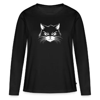 Evil Cat / Cat Head / Face - Women's Premium Organic Long Sleeve Shirt - black - Front - Julia (174cm)