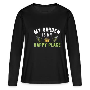 Mein Garten - Frauen Premium Bio Langarmshirt - Schwarz - Vorne - Julia (174cm)