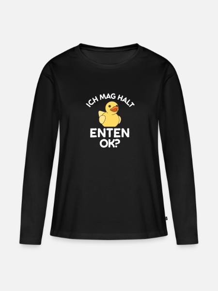 Ich Mag Halt Enten Ok? | Badeente Geschenk - Frauen Premium Bio Langarmshirt - Schwarz
