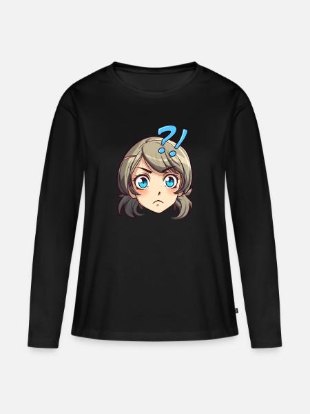Skeptisches Anime-Emoji - Anime-Shirt - Frauen Premium Bio Langarmshirt - Schwarz