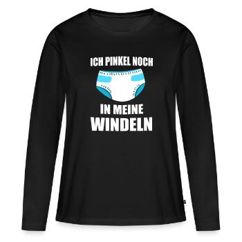 ABDL Windel Diaper Geschenk - Frauen Premium Bio Langarmshirt - Schwarz - Vorne - Julia (174cm)