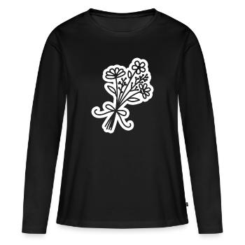 Bouquet de fleurs - T-shirt manches longues Premium bio Femme - noir - Devant - Julia (174cm)