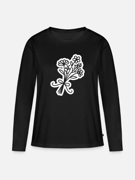 Blumenstrauß - Frauen Premium Bio Langarmshirt - Schwarz