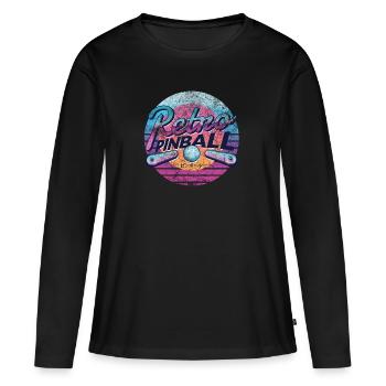 Rétro Pinball Flipper fente machine rétro rétro vintage - T-shirt manches longues Premium bio Femme - noir - Devant - Julia (174cm)