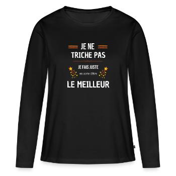Meilleur mauvais joueur perdant - T-shirt manches longues Premium bio Femme - noir - Devant - Julia (174cm)