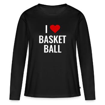 Basket-ball Basketteur Basketteur Idée Cadeau J’aime Panier - T-shirt manches longues Premium bio Femme - noir - Devant - Julia (174cm)