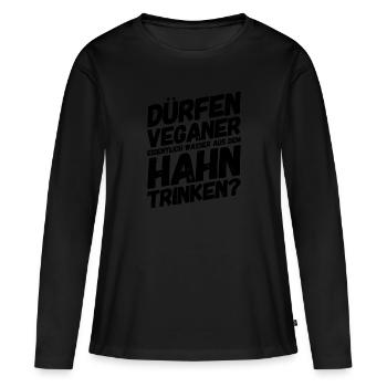 Veganer Provokation Lustige Sprüche - Frauen Premium Bio Langarmshirt - Schwarz - Vorne - Julia (174cm)