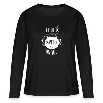 Je t'ai jeté un sort - T-shirt manches longues Premium bio Femme - noir - Devant - Julia (174cm)