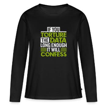 Statistiques et statistiques - T-shirt manches longues Premium bio Femme - noir - Devant - Julia (174cm)