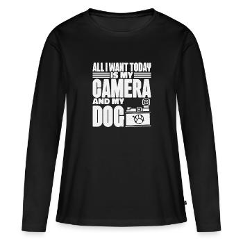 Photographe Caméra Photo Photo Photo - T-shirt manches longues Premium bio Femme - noir - Devant - Julia (174cm)