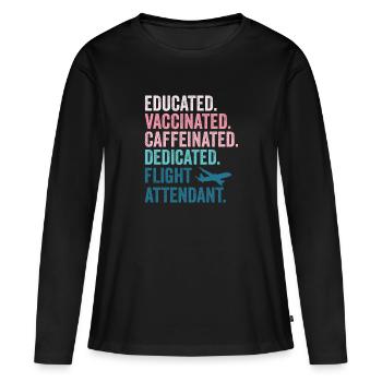 Membre de l’équipage de cabine Flight Attendant Hôtesse de bord - T-shirt manches longues Premium bio Femme - noir - Devant - Julia (174cm)