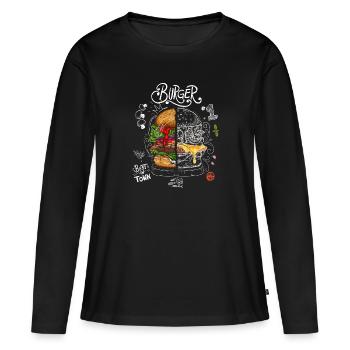 Best Burger Tafel - Rezept - Frauen Premium Bio Langarmshirt - Schwarz - Vorne - Julia (174cm)