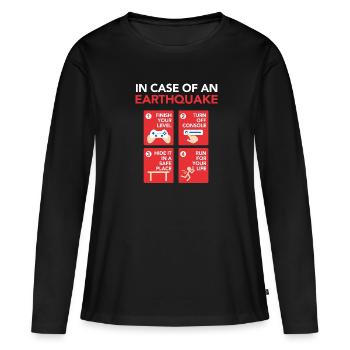 Gamer Erdbeben - Gaming Love - Frauen Premium Bio Langarmshirt - Schwarz - Vorne - Julia (174cm)