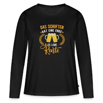 Das Schuften hat ein Ende! Es lebe die Rente - Frauen Premium Bio Langarmshirt - Schwarz - Vorne - Julia (174cm)