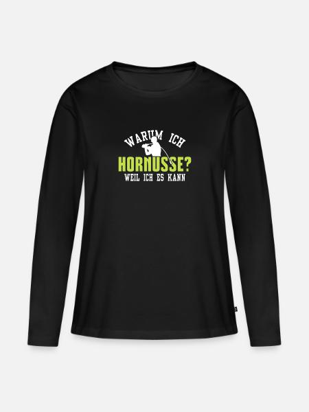 Warum ich Hornusse - Frauen Premium Bio Langarmshirt - Schwarz