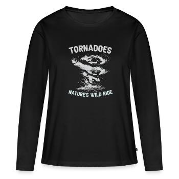 À la poursuite des tempêtes : la course folle de la nature - T-shirt manches longues Premium bio Femme - noir - Devant - Julia (174cm)