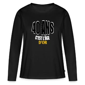 40 ans c'est l'âge d'or maillot anniversaire homme - T-shirt manches longues Premium bio Femme - noir - Devant - Julia (174cm)