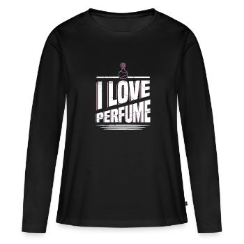 Parfüm Fragrance Perfüm Perfume Parfum Duft - T-shirt manches longues Premium bio Femme - noir - Devant - Julia (174cm)