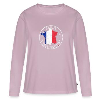 Made in France - T-shirt manches longues Premium bio Femme - rose poudré - Devant - Julia (174cm)