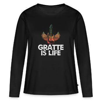 gratte is life - T-shirt manches longues Premium bio Femme - noir - Devant - Julia (174cm)