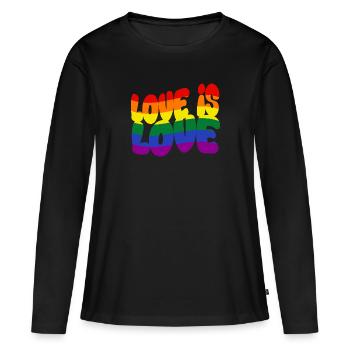 Love is Love – Stolz. Sichtbar. Selbstverständlich - Frauen Premium Bio Langarmshirt - Schwarz - Vorne - Julia (174cm)