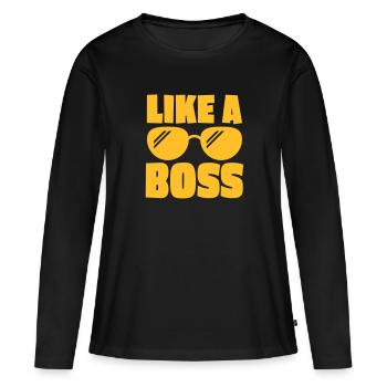 like a boss 1c - T-shirt manches longues Premium bio Femme - noir - Devant - Julia (174cm)