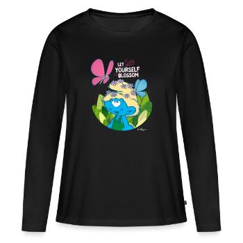 Die Schlümpfe Naturschlumpf Nat Minischlumpf - Frauen Premium Bio Langarmshirt - Schwarz - Vorne - Julia (174cm)