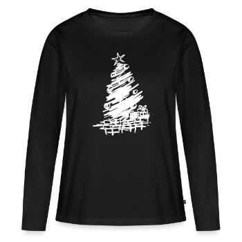 Wise Christmas tree with presents and Christmas - Women's Premium Organic Long Sleeve Shirt - black - Front - Julia (174cm)