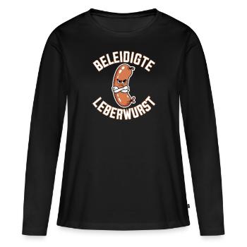 Funny Offended Liverwurst Illustration - Women's Premium Organic Long Sleeve Shirt - black - Front - Julia (174cm)