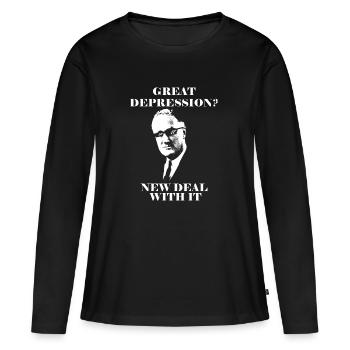 Grande Dépression? New Deal avec elle! - T-shirt manches longues Premium bio Femme - noir - Devant - Julia (174cm)