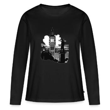 Big Ben - T-shirt manches longues Premium bio Femme - noir - Devant - Julia (174cm)