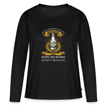 Koenig Bier / Bier / Trinken / Party - Frauen Premium Bio Langarmshirt - Schwarz - Vorne - Julia (174cm)