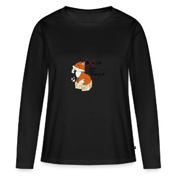 Fox and homework - Women's Premium Organic Long Sleeve Shirt - black - Front - Julia (174cm)