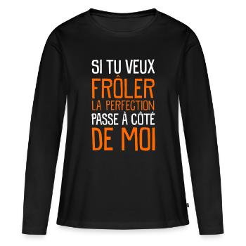 La Perfection - T-shirt manches longues Premium bio Femme - noir - Devant - Julia (174cm)