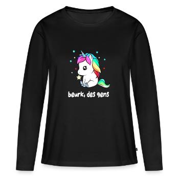 Beurk des gens - T-shirt manches longues Premium bio Femme - noir - Devant - Julia (174cm)