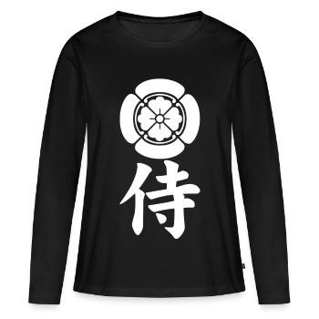Emblème samouraï du clan Oda (blanc) - T-shirt manches longues Premium bio Femme - noir - Devant - Julia (174cm)