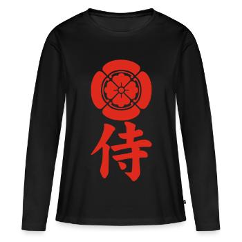 Emblème samouraï du clan Oda (rouge) - T-shirt manches longues Premium bio Femme - noir - Devant - Julia (174cm)