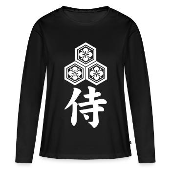 Emblème samouraï du clan Asai blanc - T-shirt manches longues Premium bio Femme - noir - Devant - Julia (174cm)