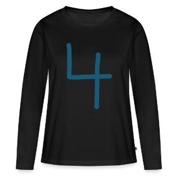 4 Numéro quatre numéro anniversaire - T-shirt manches longues Premium bio Femme - noir - Devant - Julia (174cm)
