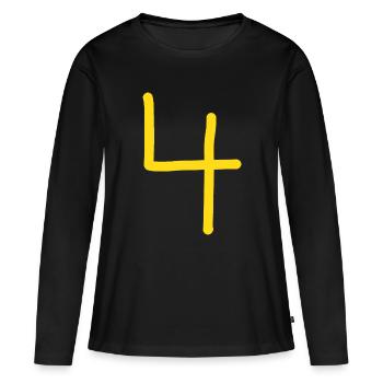 4 Numéro quatre numéro anniversaire - T-shirt manches longues Premium bio Femme - noir - Devant - Julia (174cm)