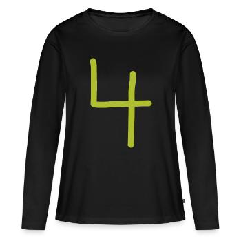 4 Numéro quatre numéro anniversaire vert - T-shirt manches longues Premium bio Femme - noir - Devant - Julia (174cm)